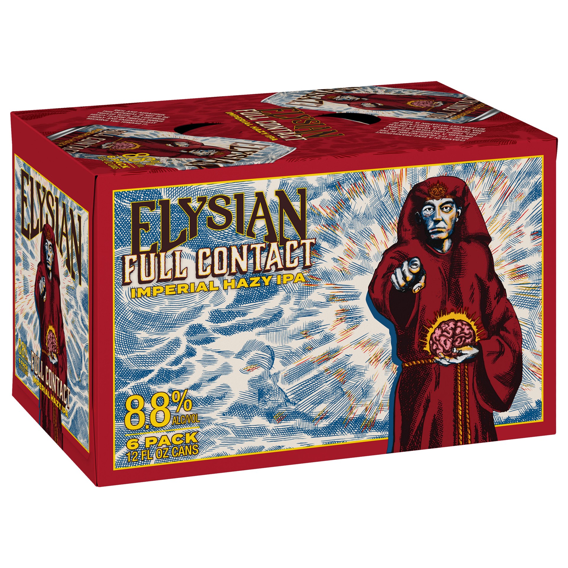 slide 1 of 6, Elysian Full Contact Imperial Hazy IPA, 6 Pack 12 FL OZ Cans, 6 ct; 12 oz