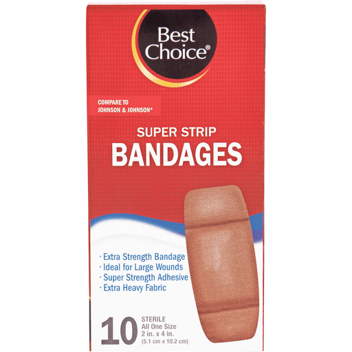 slide 1 of 1, Best Choice Super Strong Strip Bandages, XL, 10 ct