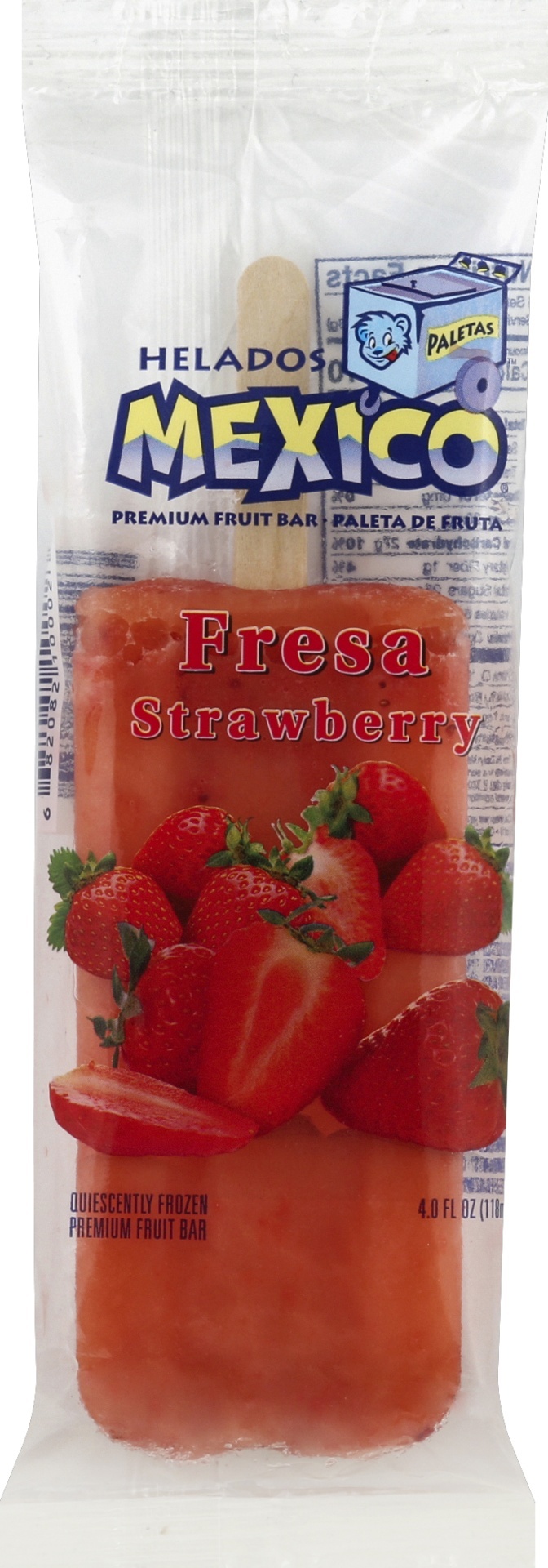 slide 1 of 1, Helados Mexico Fruit Bar Premium Strawberry, 4 fl oz