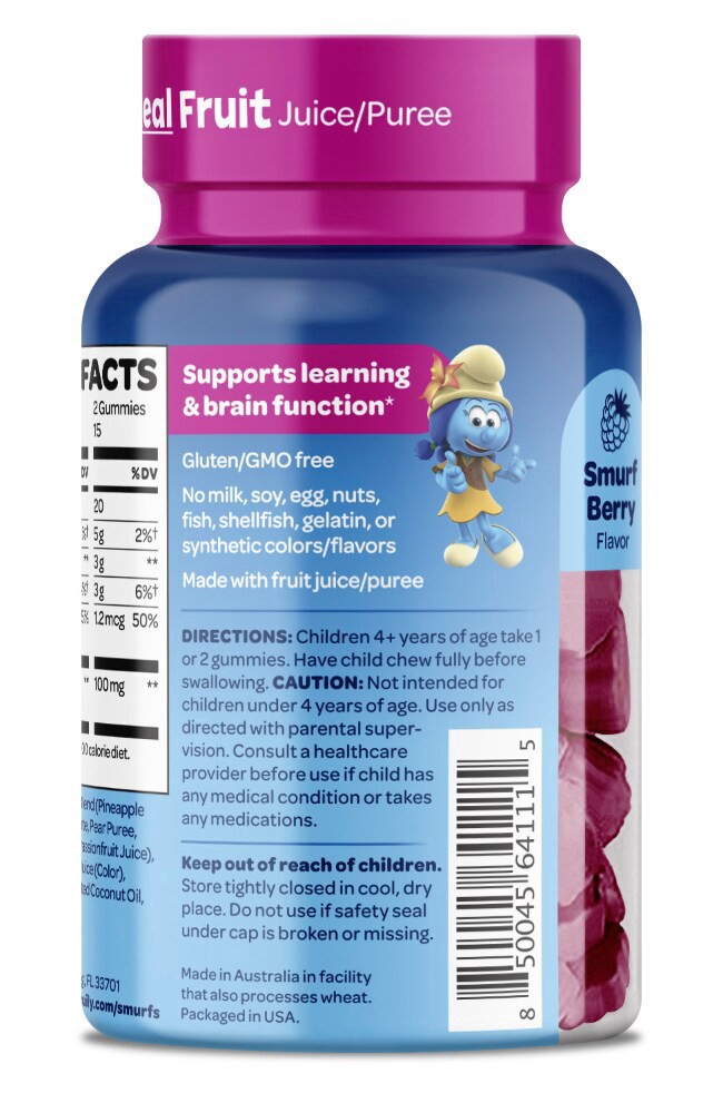 slide 4 of 4, Vitaburst Smurfs Calm Memory And Focus Gummy, 30 ct