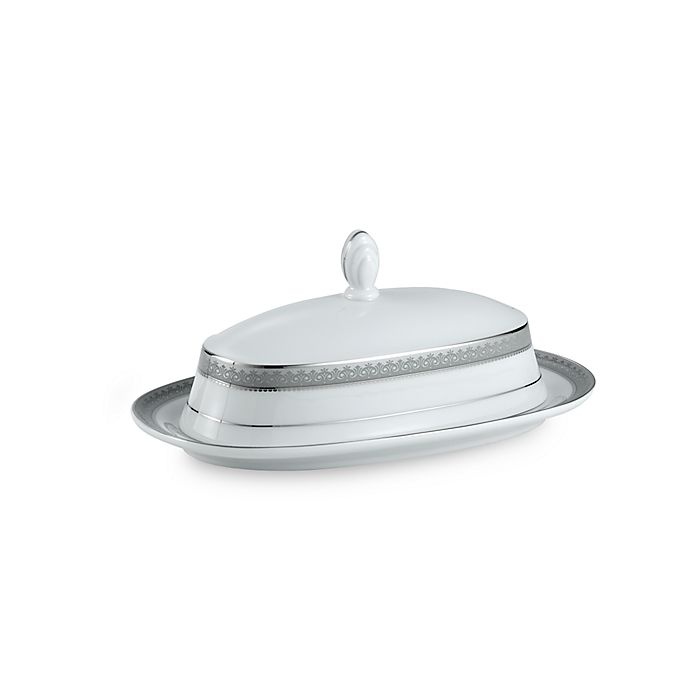 slide 1 of 1, Mikasa Platinum Crown Covered Butter Dish, 1 ct