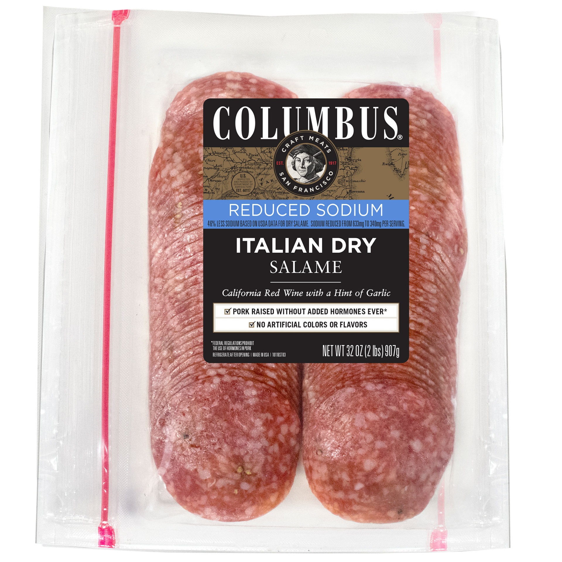 slide 1 of 1, Columbus Low Sodium Italian Dry Salame, 2 ct; 1 lb
