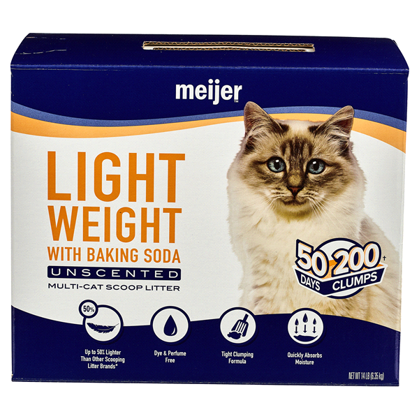 slide 1 of 1, Meijer Light Weight Unscented Multi-Cat Scoop Litter, 14 lb