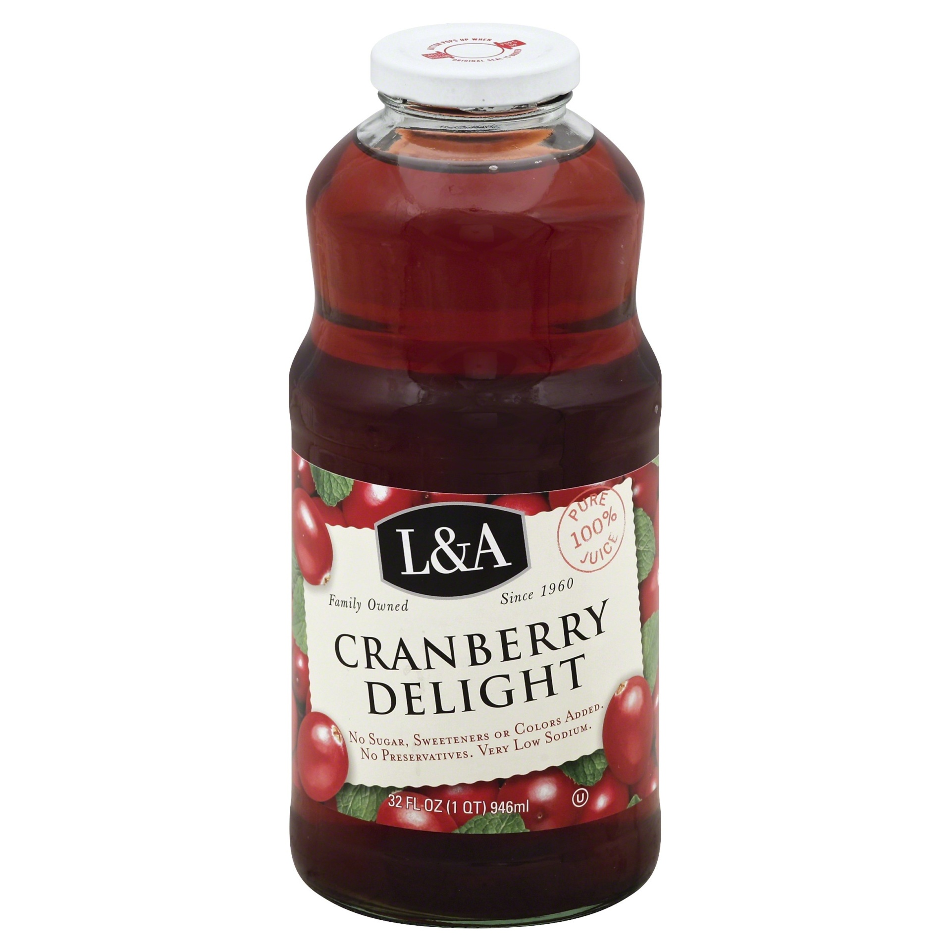 slide 1 of 1, L&A Cranberry Delight Cocktail Juice, 32 oz