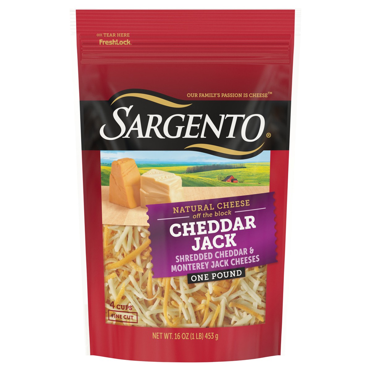 slide 1 of 29, Sargento Off The Block Cheddar Jack Fine Cut Shredded Cheese, 16 oz