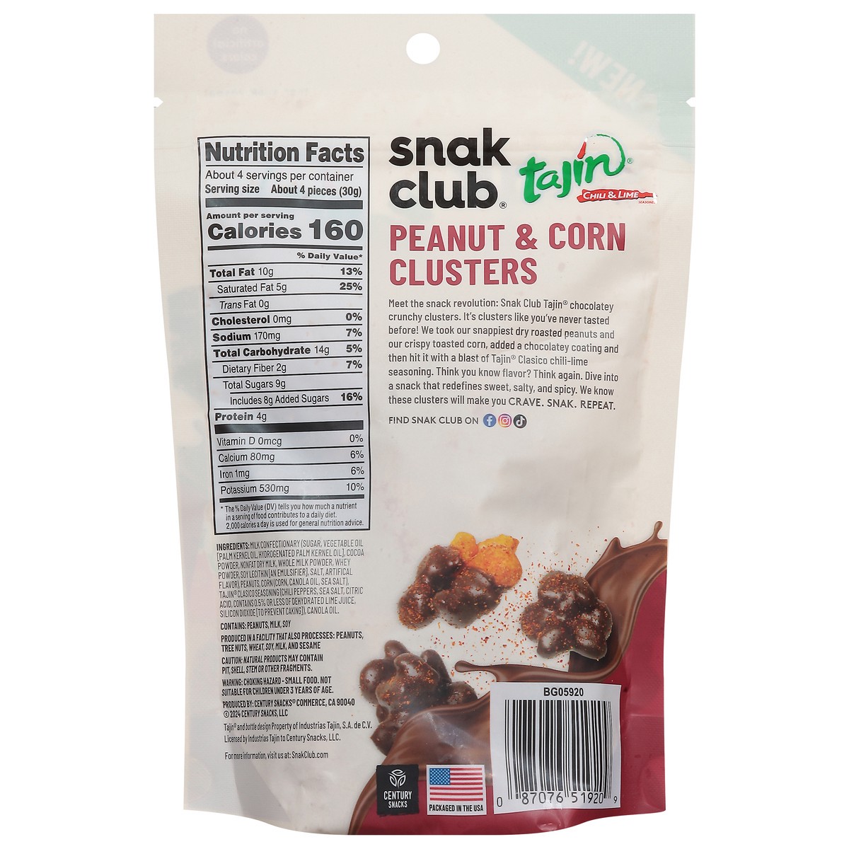 slide 7 of 14, Tajin Chocolatey Peanut & Corn Cluster 4oz Bag - 6 CT, 6 ct