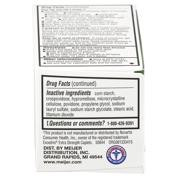 slide 19 of 21, Meijer Extra Strength Headache Relief Caplets, 50 ct