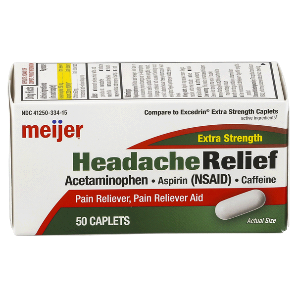 slide 1 of 6, Meijer Extra Strength Headache Relief, 50 ct