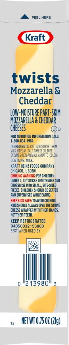 slide 6 of 7, Kraft Twists String Cheese Mozzarella & Cheddar Cheese Snack, 0.75 oz Stick, 0.75 oz