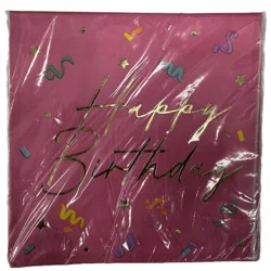 Meijer Lunch Napkin Foil Happy Bday 16ct