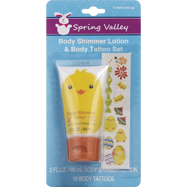 slide 1 of 1, Spring Valley Body Shimmer Lotion & Body Tattoo Set (3 Years & Up), 1 ct