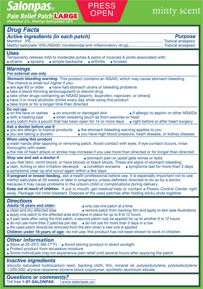 slide 3 of 7, Salonpas Pain Relief Patch Large, 9 ct