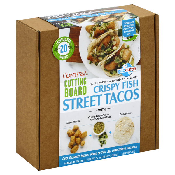 slide 1 of 1, Contessa Cutting Board Crispy Fish Street Tacos 25 oz Box, 25 oz