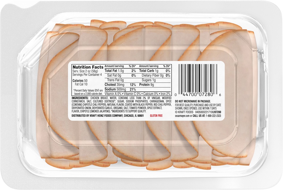 slide 3 of 9, Oscar Mayer Deli Fresh Chipotle Seasoned Sliced Chicken Breast Deli Lunch Meat, 8 oz Package, 8 oz