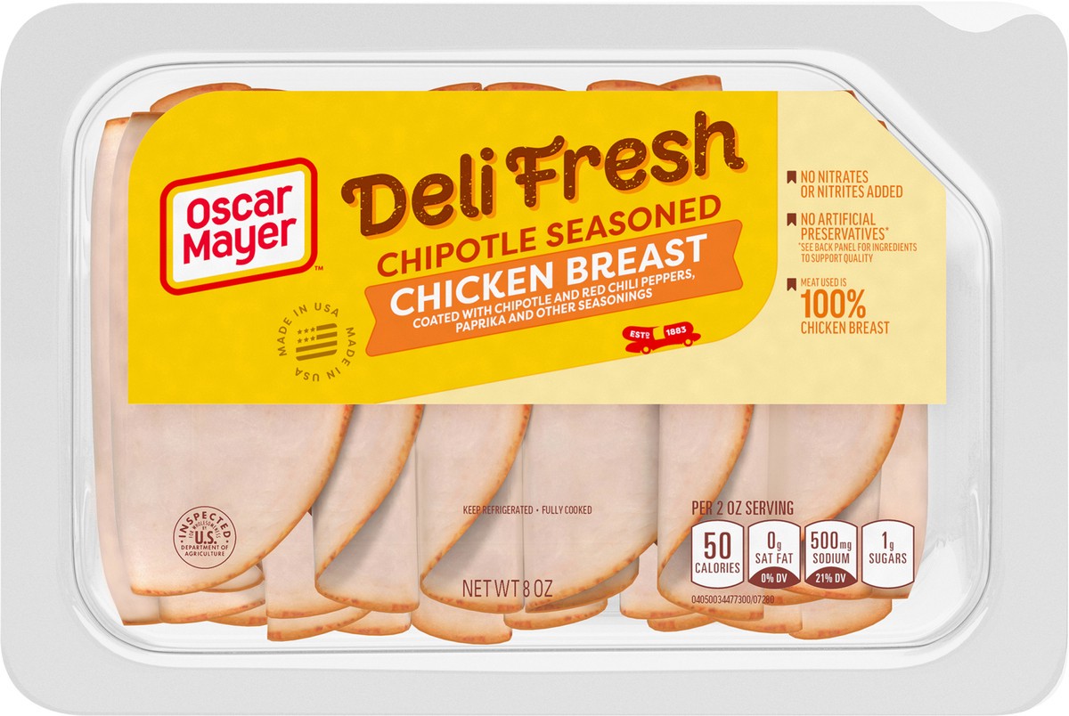 slide 8 of 9, Oscar Mayer Deli Fresh Chipotle Seasoned Sliced Chicken Breast Deli Lunch Meat, 8 oz Package, 8 oz