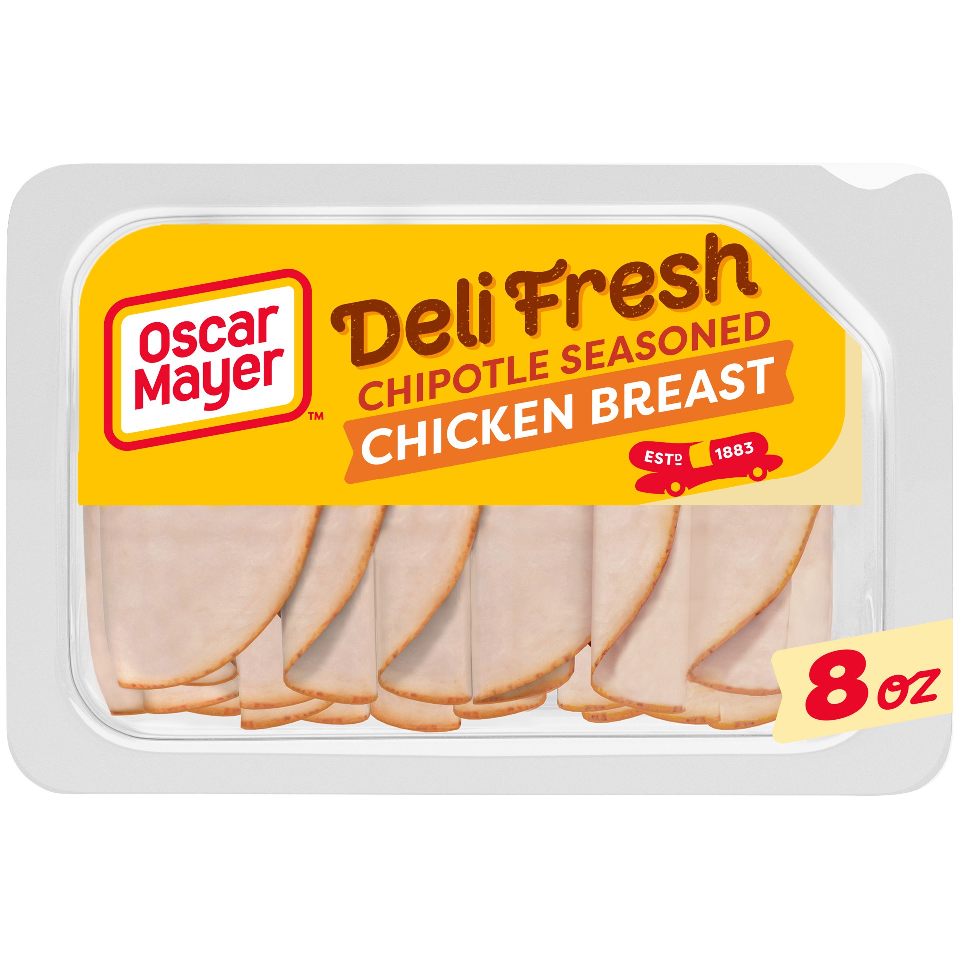 slide 1 of 9, Oscar Mayer Deli Fresh Chipotle Seasoned Sliced Chicken Breast Deli Lunch Meat, 8 oz Package, 8 oz