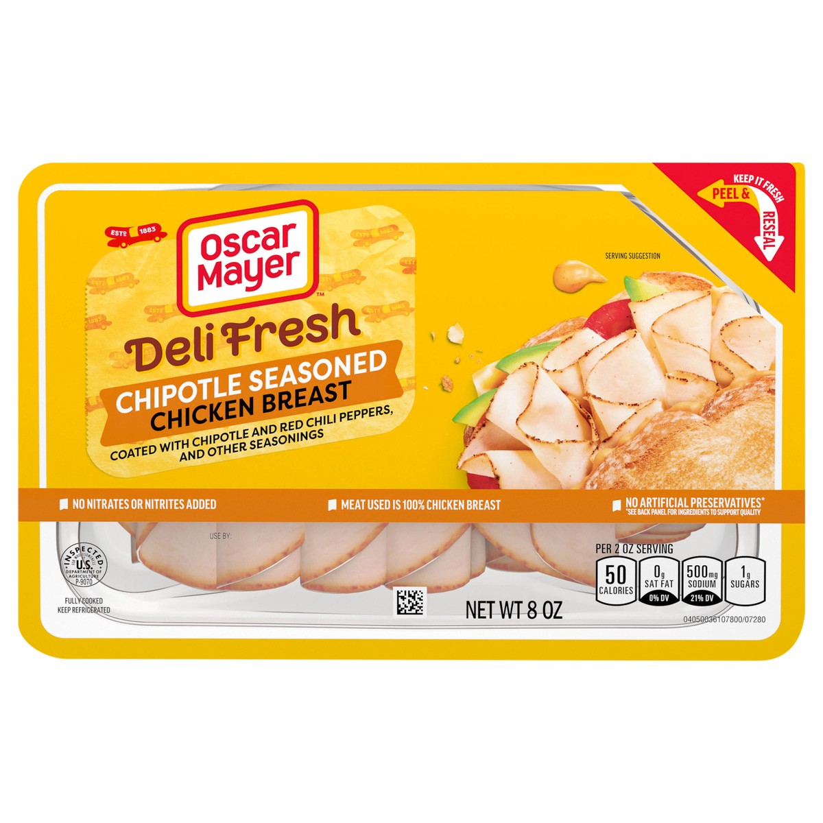 slide 1 of 9, Oscar Mayer Deli Fresh Chipotle Seasoned Chicken Breast, 8 oz Pack, 8 oz