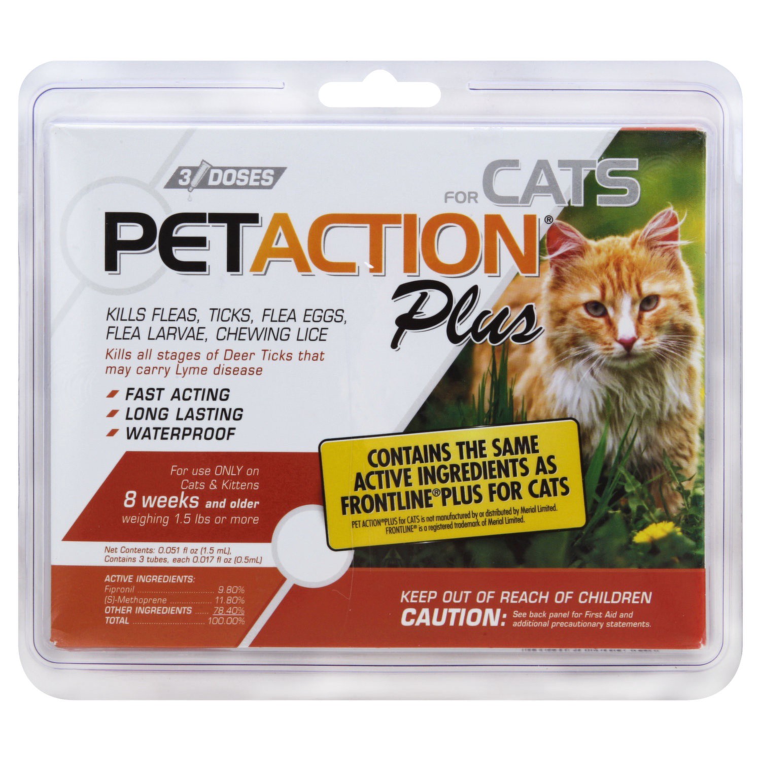 slide 1 of 2, PetAction Plus For Cats, 3 ct