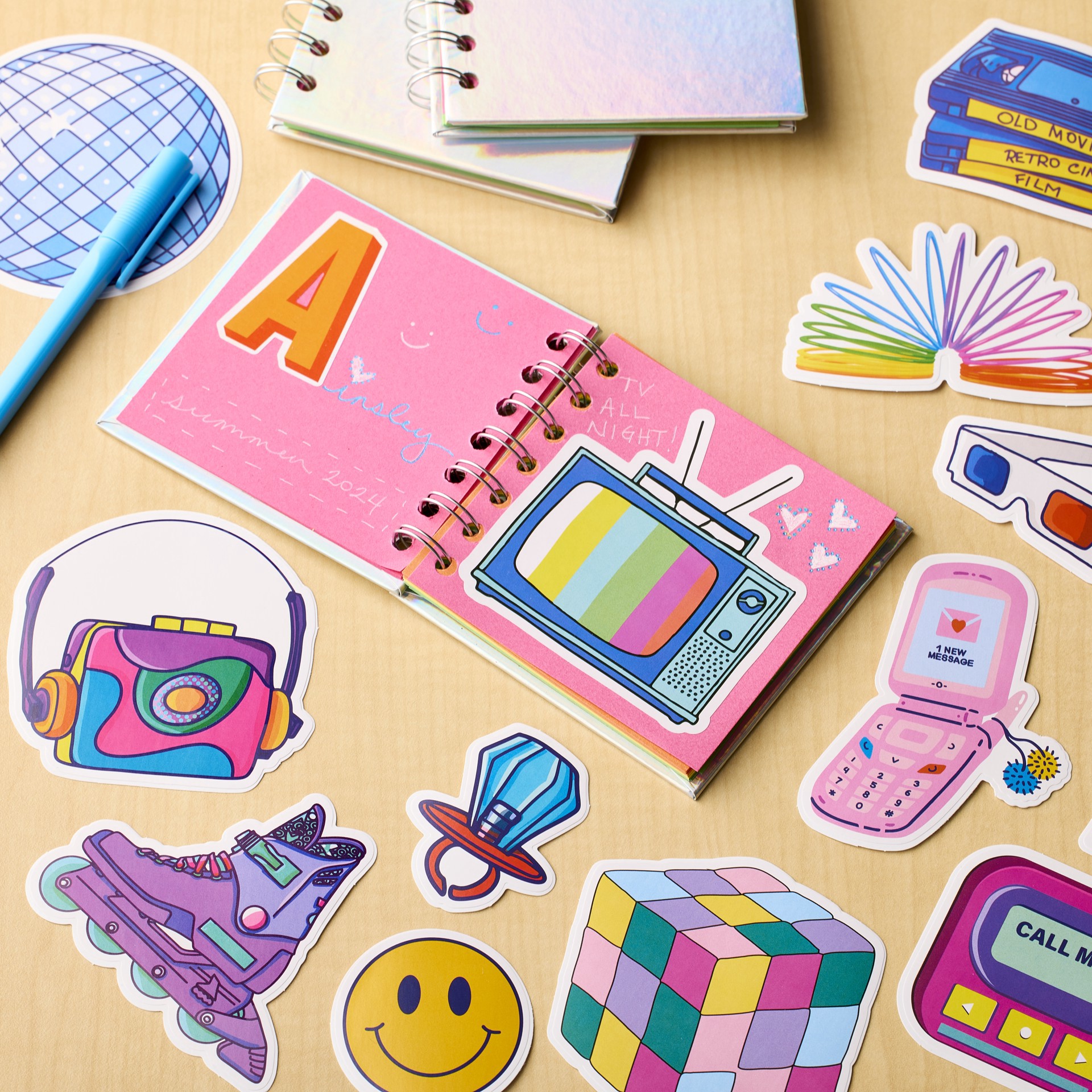 slide 5 of 5, Vinyl Diecut Retro Sticker Set By Recollections, 1 ct
