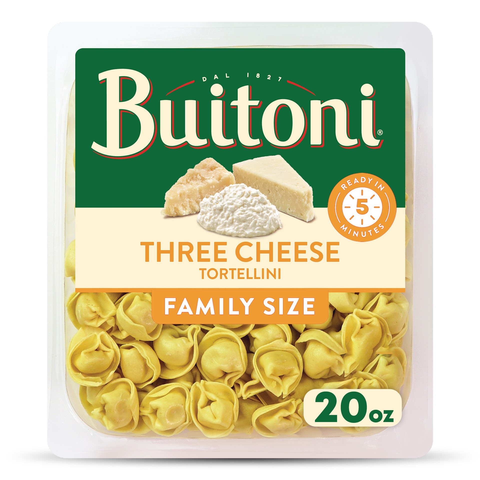 slide 1 of 5, Buitoni Three Cheese Tortellini, Refrigerated Pasta, 20 Oz Family Size Package, 20 oz