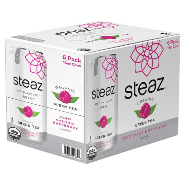 slide 1 of 1, Steaz Iced Tea Raspberry Zero 6pk, 16 oz