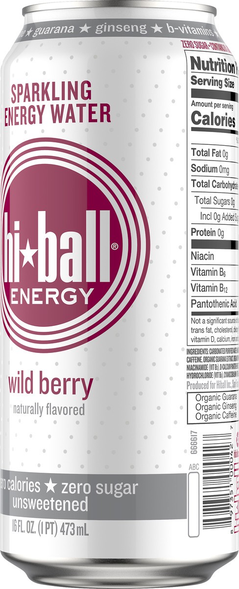 slide 4 of 10, Hiball Energy Wild Berry Sparkling Energy Water 16 oz, 16 oz