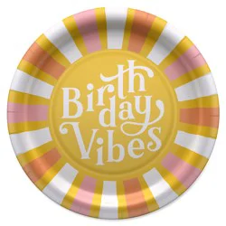 American Greetings 10-Count 9" Birthday Paper Plates, Birthday Vibes