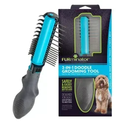 FURminator 2-in-1 Doodle Grooming Tool for Dogs Susceptible to Matting, Black, Small