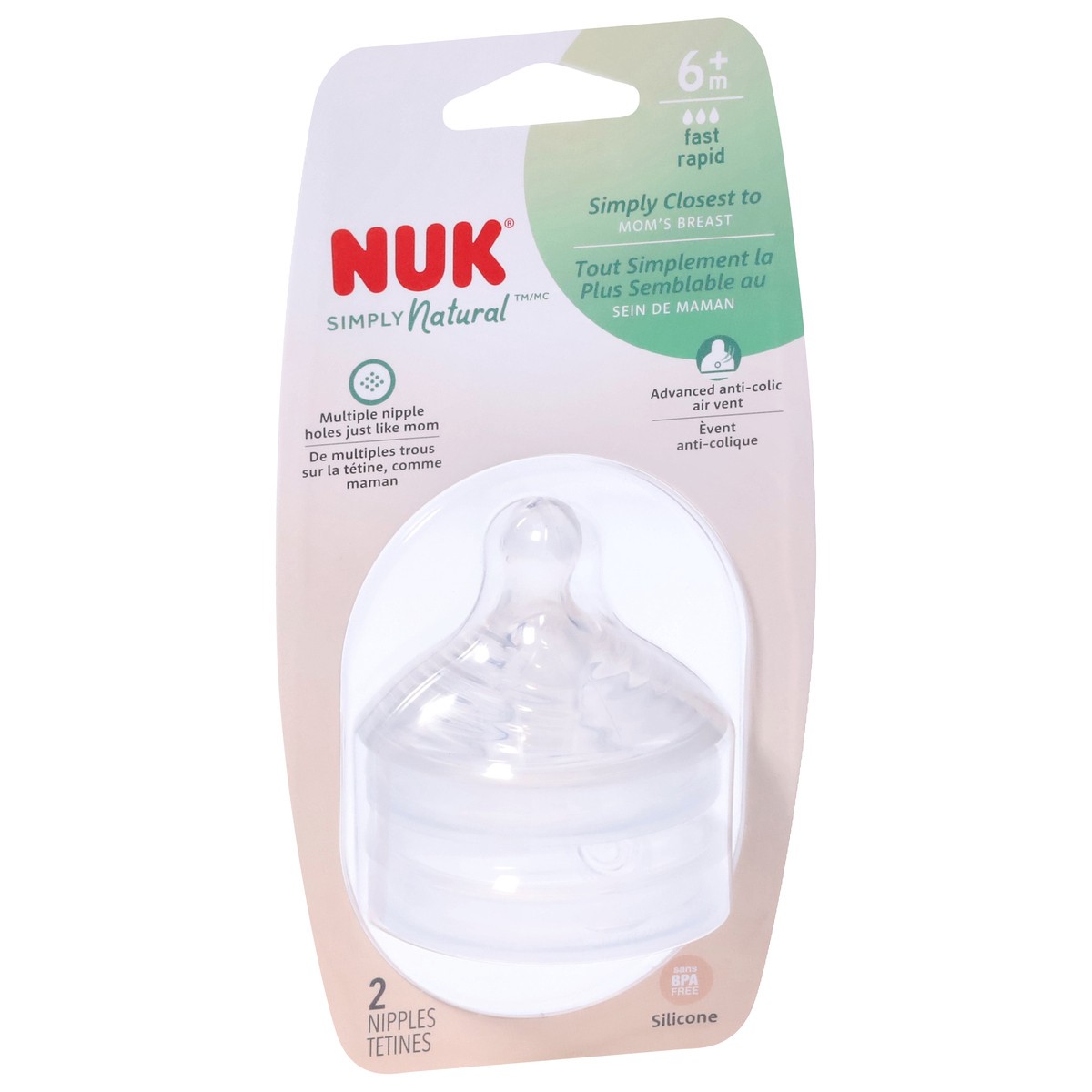 slide 7 of 11, NUK Simply Natural Fast Rapid Silicone Nipples 2 ea, 2 ct