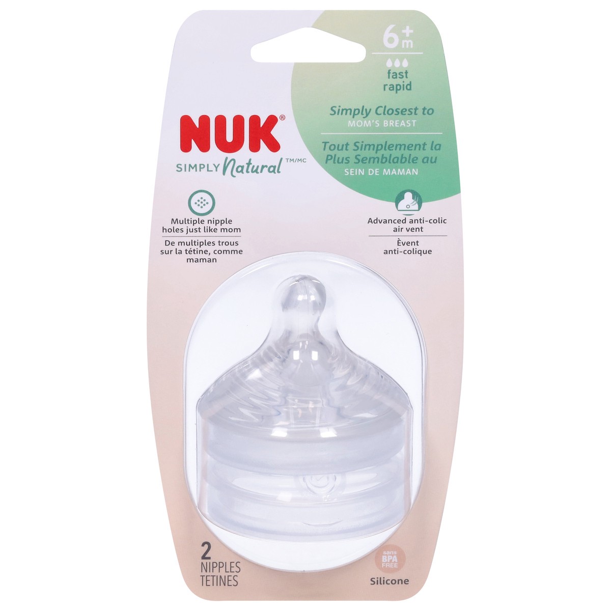 slide 8 of 11, NUK Simply Natural Fast Rapid Silicone Nipples 2 ea, 2 ct
