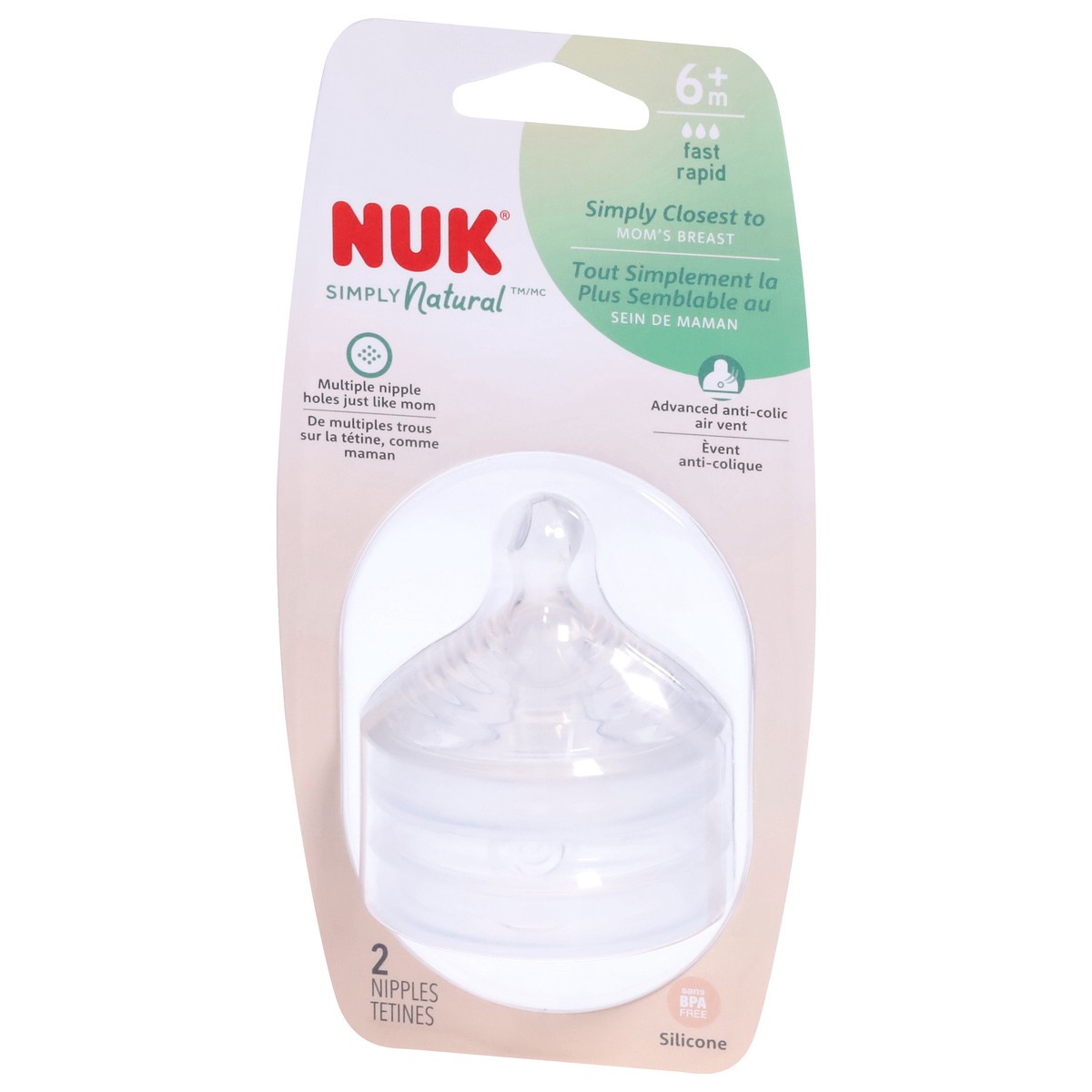 slide 11 of 11, NUK Simply Natural Fast Rapid Silicone Nipples 2 ea, 2 ct