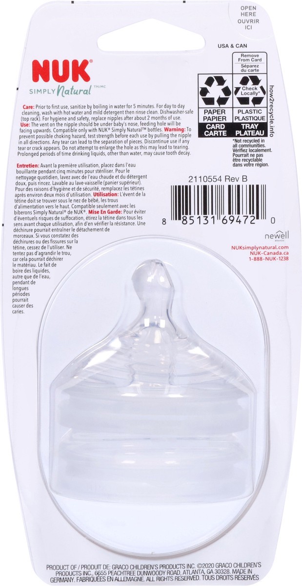slide 2 of 11, NUK Simply Natural Fast Rapid Silicone Nipples 2 ea, 2 ct