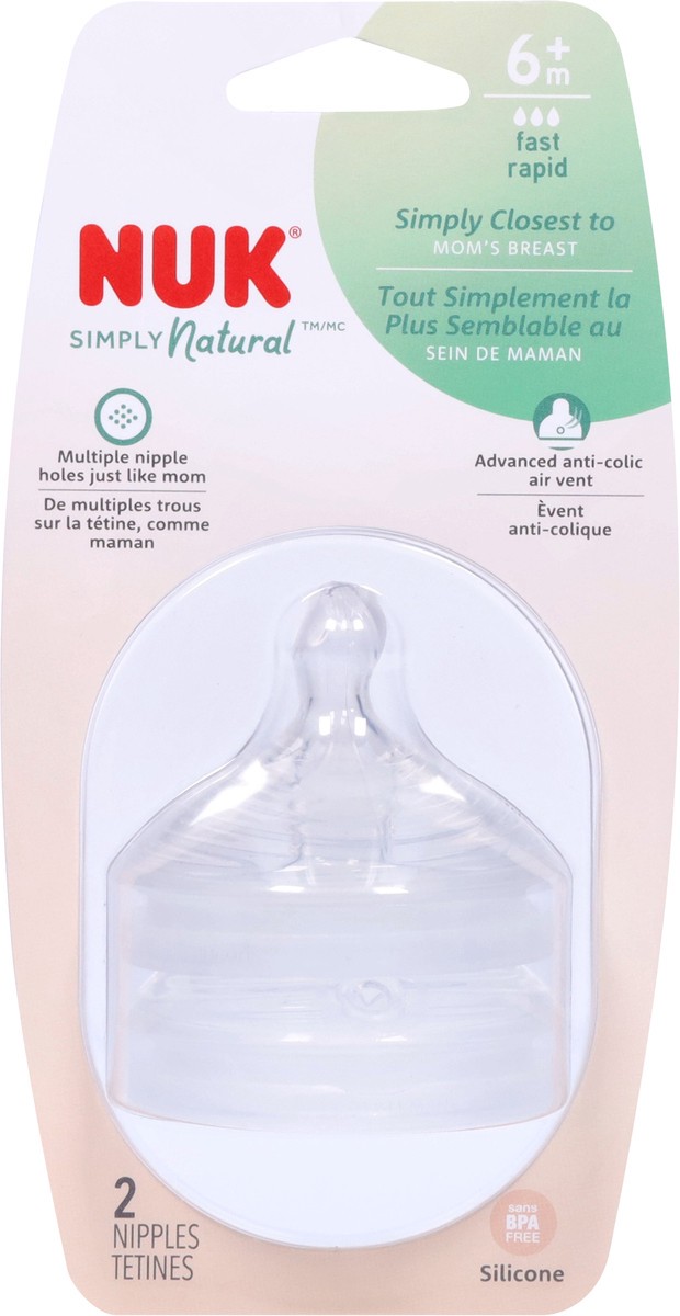 slide 9 of 11, NUK Simply Natural Fast Rapid Silicone Nipples 2 ea, 2 ct