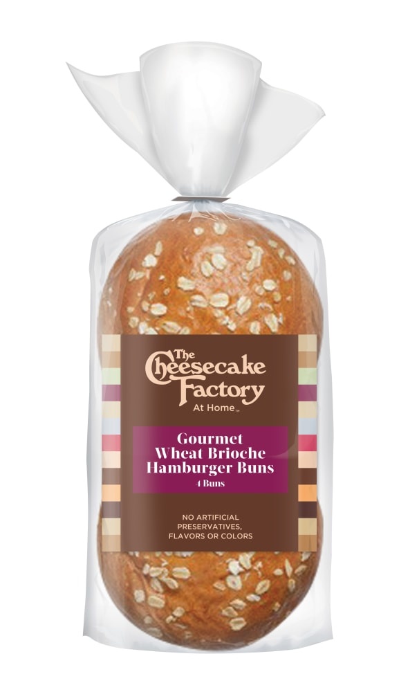 slide 1 of 1, The Cheesecake Factory Gourmet Wheat Brioche Hamburger Buns, 4 ct