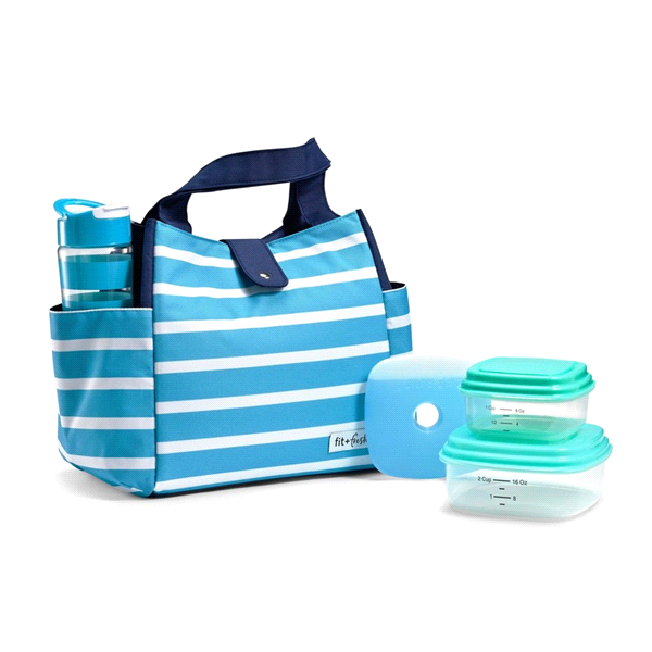 slide 1 of 1, Fit & Fresh Wesport Insulated Lunch Bag Kit, Carribean Resort Stripe, One Size