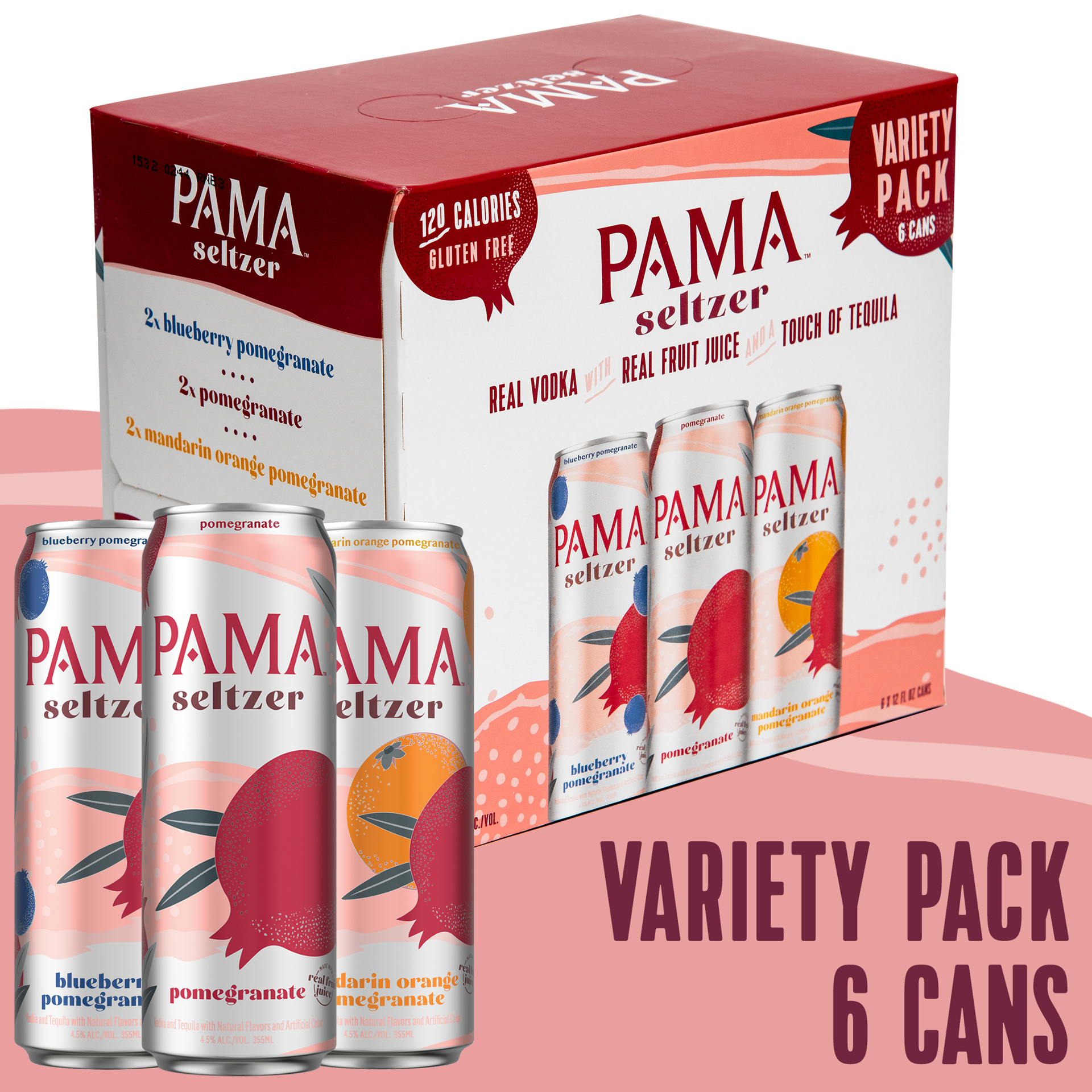 slide 3 of 3, PAMA RTD Seltzer - Variety Pack, 354.882 ml, 6 ct; 12 oz
