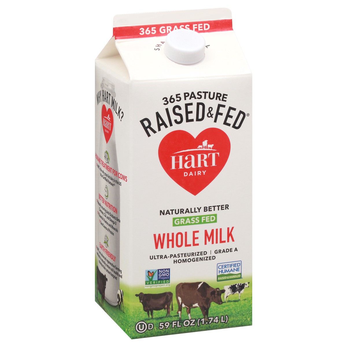 Hart Dairy Naturally Grass Fed Whole Milk 59 fl oz 59 fl oz Shipt