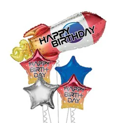 Rocket Birthday Helium Filled Balloon Bouquet