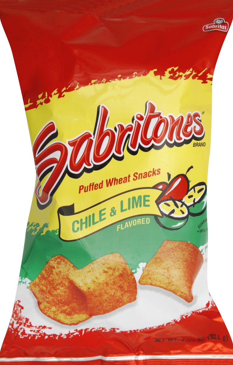 slide 5 of 6, Sabritones Chile & Lime Puffed Wheat Snacks, 3.25 oz