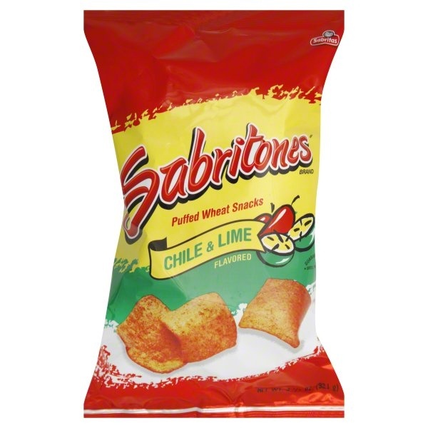 slide 1 of 6, Sabritones Chile & Lime Puffed Wheat Snacks, 3.25 oz