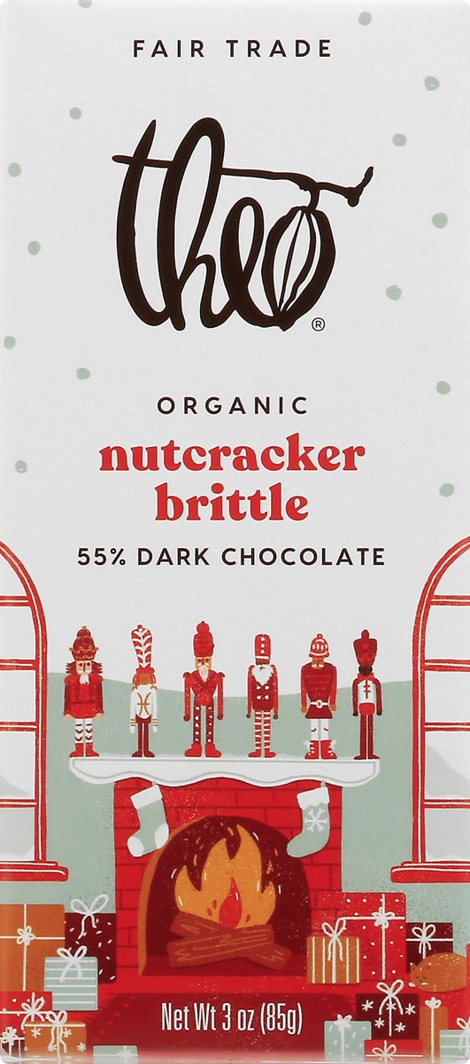 slide 6 of 9, Theo Organic Fair Trade Nutcracker Toffee Dark Chocolate, 3 oz