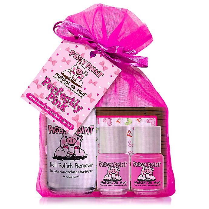 slide 1 of 2, Piggy Paint Perfectly Pink Nail Polish Set with Remover and Heart Nail Art, 4 ct