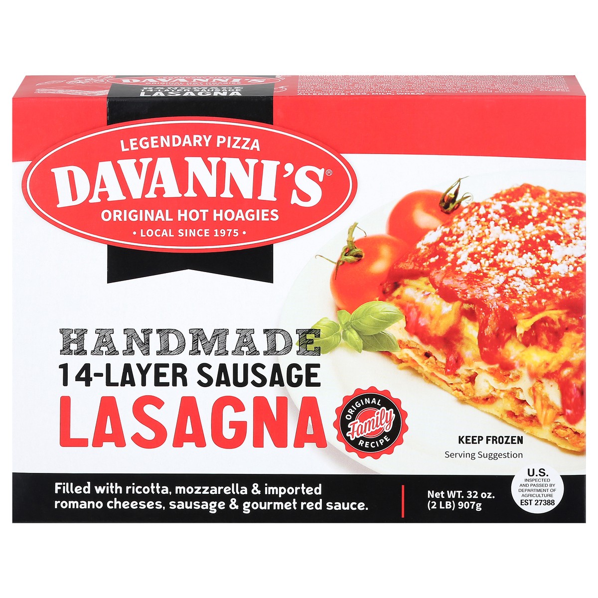 slide 1 of 12, Davanni's Handmade 14-Layer Sausage Lasagna 32 oz, 