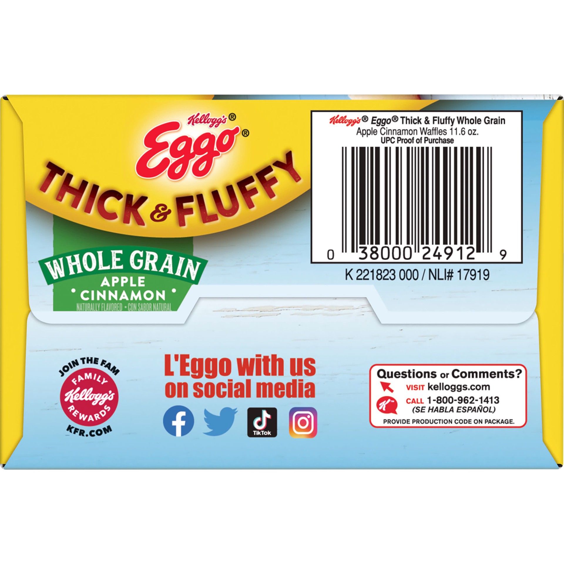 slide 2 of 5, Eggo Kellogg's Eggo Thick and Fluffy Apple Cinnamon Frozen Waffles, 11.6 oz