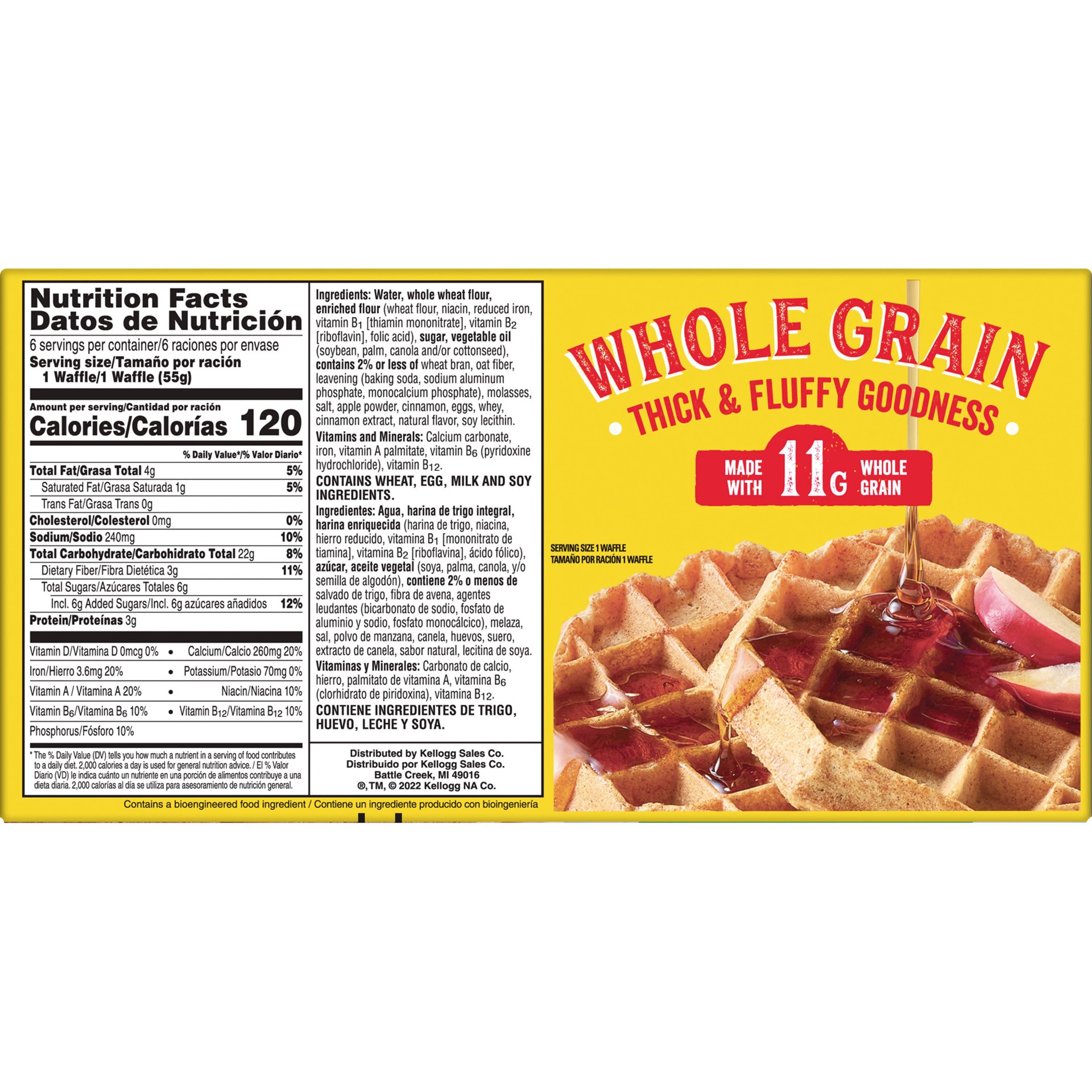 slide 5 of 5, Eggo Kellogg's Eggo Thick and Fluffy Apple Cinnamon Frozen Waffles, 11.6 oz