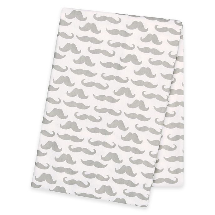 slide 1 of 3, Trend Lab Mustaches Deluxe Flannel Swaddle Blanket - Grey, 1 ct