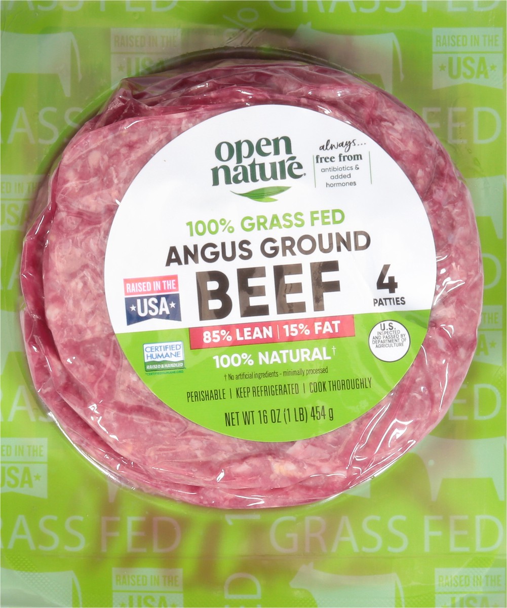 slide 4 of 9, Open Nature Grass Fed Angus Beef Patties, 16 oz