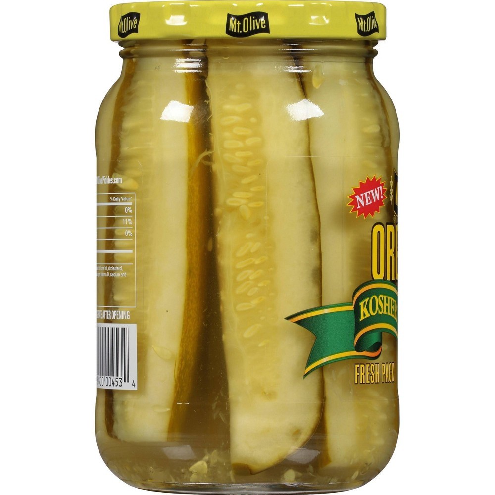 slide 2 of 4, Mt. Olive Organic Kosher Dill Pickle Spears, 16 fl oz