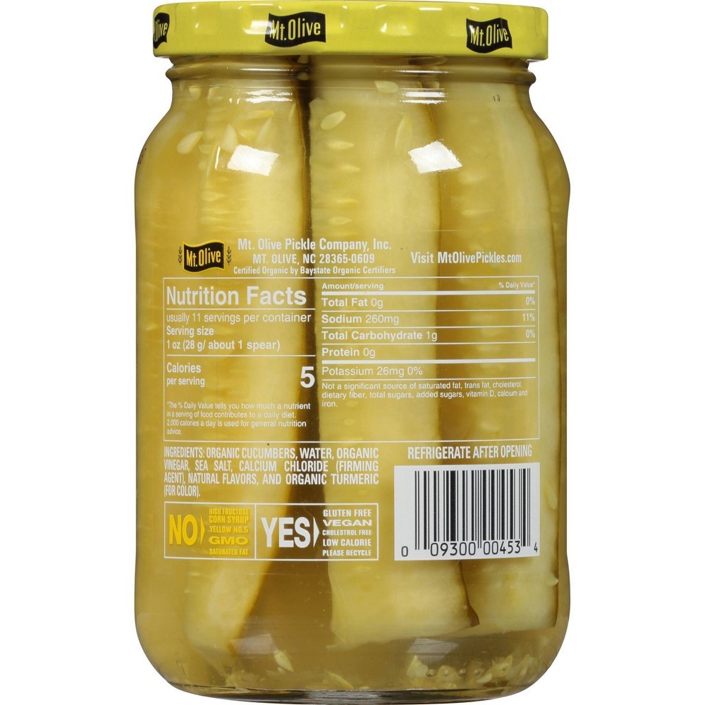 slide 3 of 4, Mt. Olive Organic Kosher Dill Pickle Spears, 16 fl oz