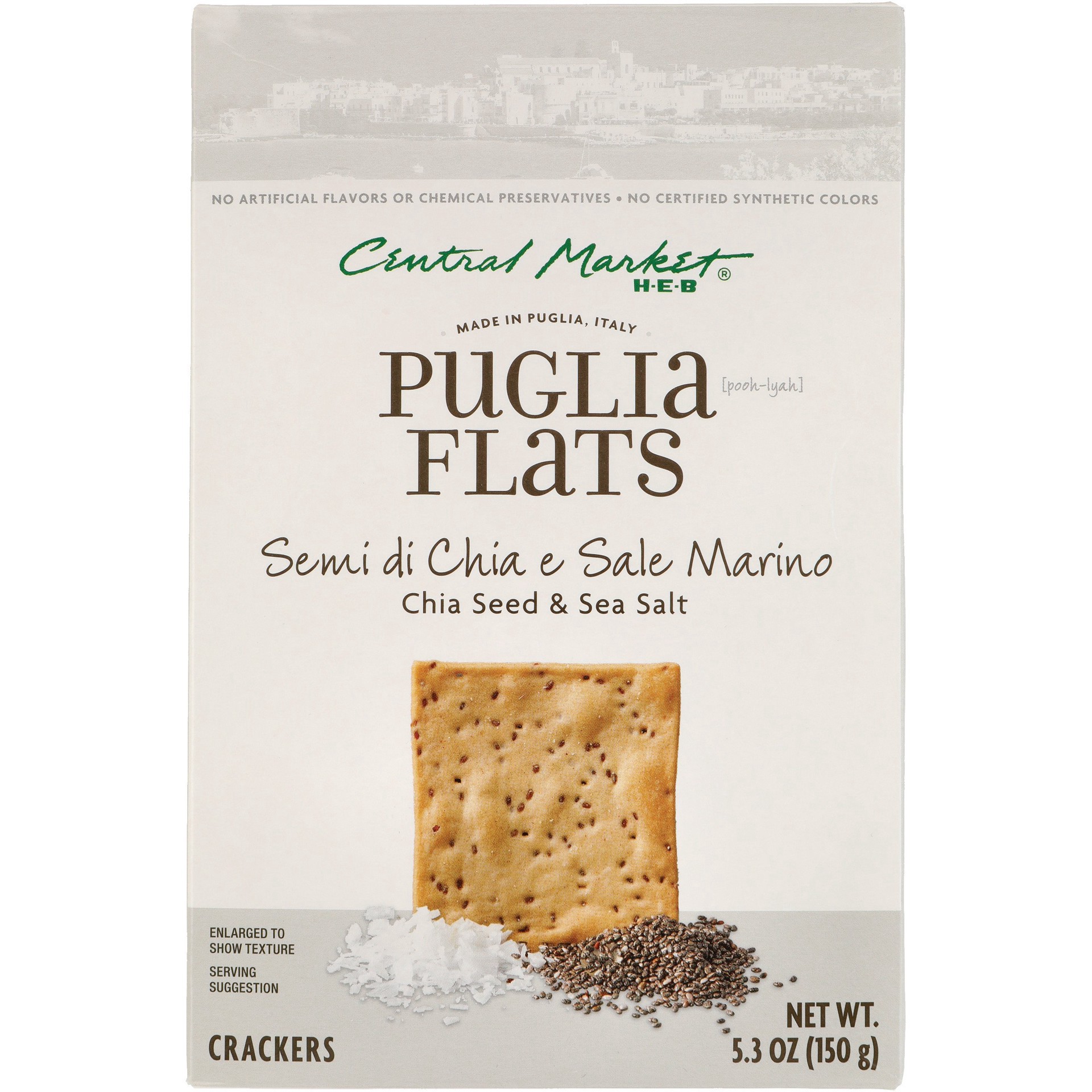 slide 1 of 1, Central Market Chia Seeds & Sea Salt Puglia Flats, 5.3 oz